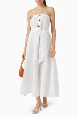 Buy Armani Exchange White Tie-up Belt Midi Dress in Linen For Women Online  | Ounass Oman