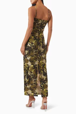 chinese dress ladies Armani Tiered Maxi Dress In Blue Floral