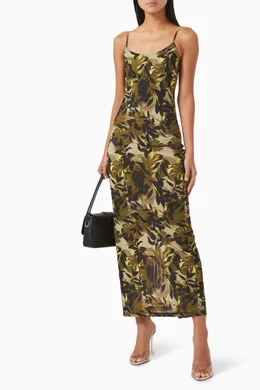 knee length dresses for ladies Armani Tiered Maxi Dress in Baby Blue Floral main image 0