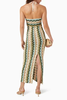 Buy Capittana Green Poppy Chevron Maxi Dress in Knit For Women Online |  Ounass Oman