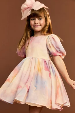 light pink floral chiffon frill micro mini dress Joyce Pink Floral Chiffon Mini Dress - US 14