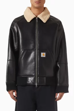 Buy Carhartt WIP Black Shepton Jacket in Faux Leather For Men