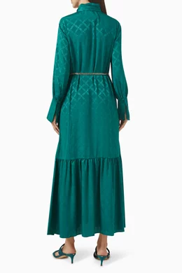 Buy Michael Kors Green Logo Bow Maxi Dress in Jacquard For Women Online |  Ounass Oman