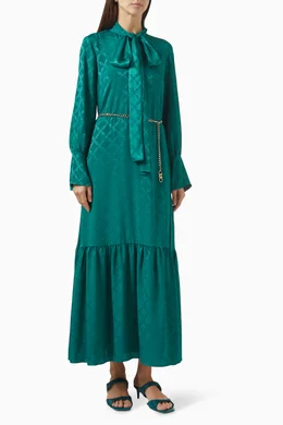 Buy Michael Kors Green Logo Bow Maxi Dress in Jacquard For Women Online |  Ounass Oman