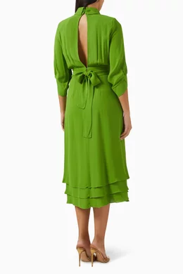 elisabetta franchi dress green Elisabetta Franchi Red Carpet Halterneck Draped Maxi Dress