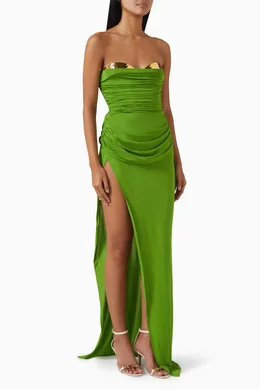 Buy Elisabetta Franchi Green Strapless Gown in Crepe-jersey For Women  Online | Ounass Oman