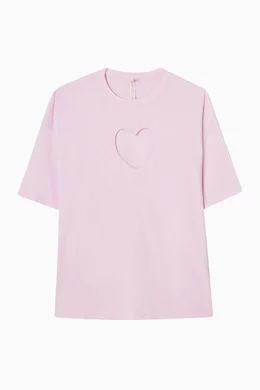 Buy SKIMS Pink Worn In Jersey Oversized Heart T-shirt For Women