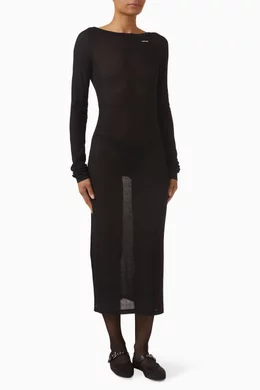 Buy Miu Miu Black Long Ribbed Knit Jersey Dress For Women Online | Ounass  Oman
