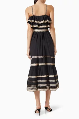 Buy Ulla Johnson Black Lucian Tie-waist Midi Dress in Cotton-poplin For  Women Online | Ounass Oman