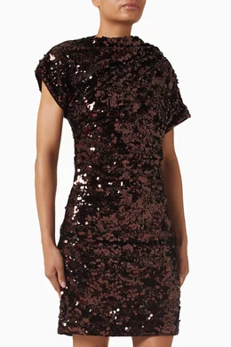 Buy Ganni Red Sequin-embellished Draped Mini Dress in Velvet For Women  Online | Ounass Oman