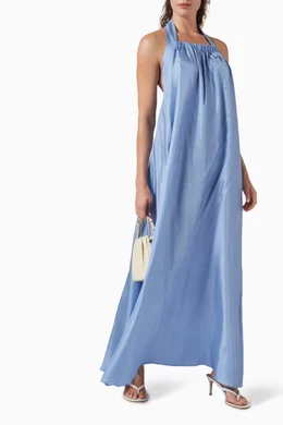 Buy BONDI BORN Blue Marfa Maxi Dress in Silk Twill For Women Online |  Ounass Oman