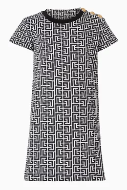 balmain t shirt dress Balmain Balmain Signature chain embroidered T-shirt dress - CF1R0100PC17EJP