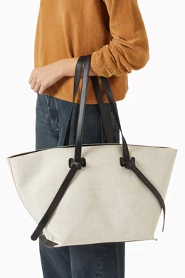 Buy COS Neutral Pinch Tote Bag in Linen For Women Online | Ounass Oman