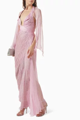 strapless open back dress Pink Lace Wedding Guest Dress main image 1