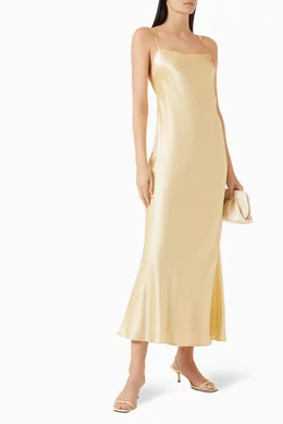 Buy Reformation Yellow Lilibeth Dress in Silk For Women Online | Ounass Oman