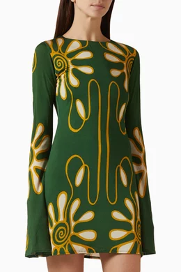 Buy Cala de La Cruz Green Maisha Printed Dress in Jersey For Women Online |  Ounass Oman