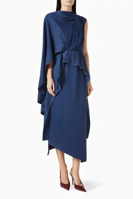 cape peplum dress Women's Valora Peplum Draped Maxi Dress S/M/L/XL/Customize Black/White/Maroon MEAN BLVD White / L
