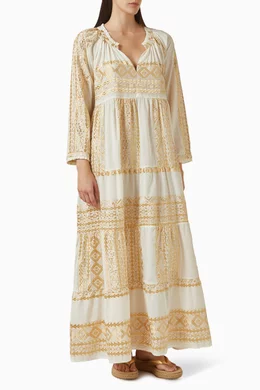 kori embroidered dress Hi Curvy Plus Size Women Effortless Fit & Flare Maxi Dress main image 1