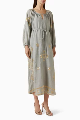 Buy Greek Archaic Kori Grey Embroidered Maxi Dress For Women Online |  Ounass Oman