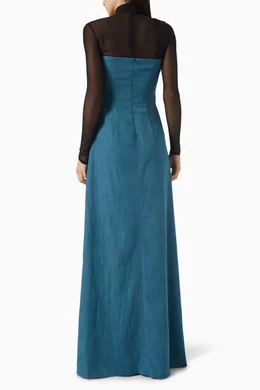 Buy Tinh Atelier Blue Trang Bow Maxi Dress For Women Online | Ounass Oman