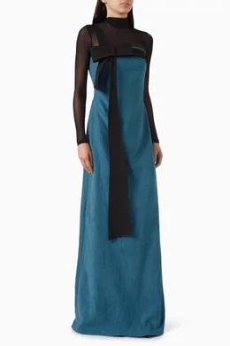Buy Tinh Atelier Blue Trang Bow Maxi Dress For Women Online | Ounass Oman
