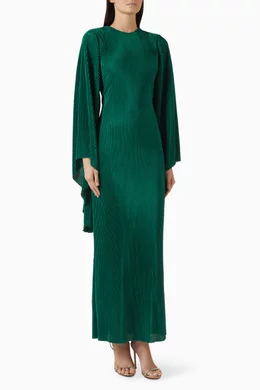 slim fit dress slacks Zapaka Women Dark Green Evening Dress Sheath Satin Formal Dress with Cape, Dark Green / US12 main image 1