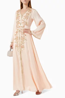 Buy Eleganza La Mode Pink Embroidered Belted Kaftan For Women Online |  Ounass Oman