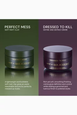 sam mcknight hair dressed to kill define and defrizz cream & Creme it conditions for a healthy look and feel Slick-Back Glam: DSQUARED2 AW24 Hair