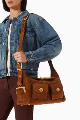 Buy Coach Brown Turnlock Haversack Bag in Suede For Women Online