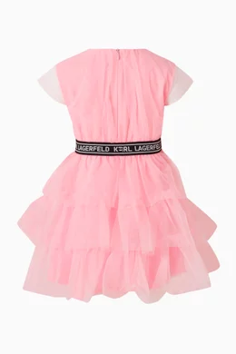Buy Karl Lagerfeld Kids Pink Logo Dress in Tulle For Baby Girls Online |  Ounass Oman