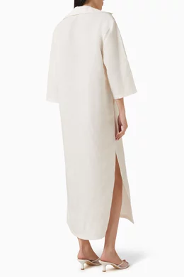 Buy Rhe Neutral Kaftan in Linen & Silk For Women Online | Ounass Oman
