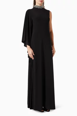 long sleeve linen maxi dress The Solenne Linen Wrap Maxi Dress