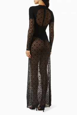 printed mesh maxi dress Delilah Shell Print Mesh Maxi Dress