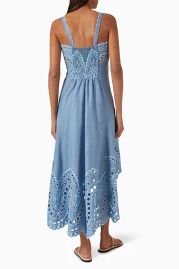 cobalt blue backless dress The Savannah Dress in Chambray Blue Baroque 12 / Chambray Blue Baroque