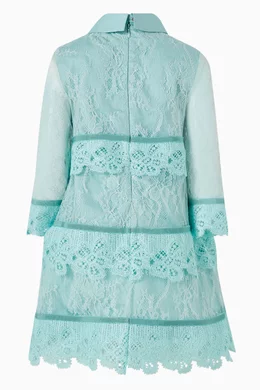 Buy Elie Saab Blue Collared Lace Dress For Girls Online | Ounass Oman