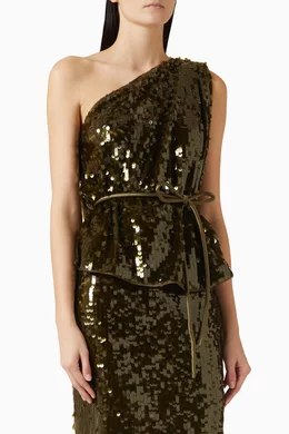 Buy Scanlan Theodore Green Sequin One-shoulder Top For Women Online |  Ounass Oman