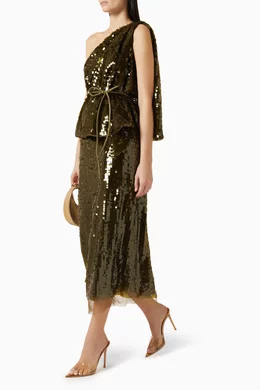 slim fit dress slacks Scanlan Theodore Tile Print Cotton Dress Caramel