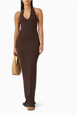 Buy Eterne Brown Halterneck Maxi Dress in Rayon Blend For Women Online |  Ounass Oman