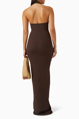 knee length dresses for ladies Erika Peña Lola Bohemian Halter Maxi Dress Black / O/S main image 0