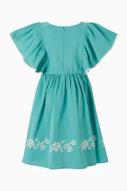 Buy C'era Una Volta Green Coco Embroidered Dress For Girls Online | Ounass  Oman