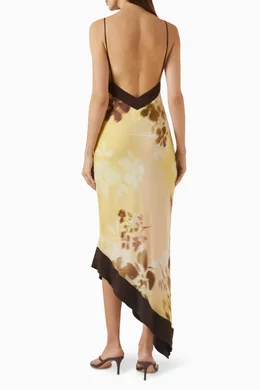 fitted lace wedding dress Blaise Yellow Satin Maxi Dress - US 4