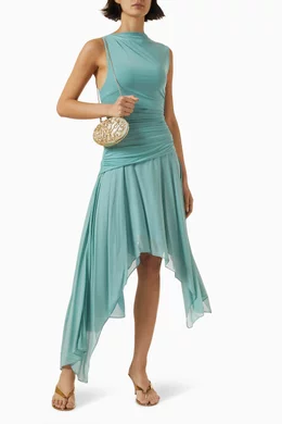 Buy Bec + Bridge Blue Nico Asymmetrical Midi Dress in Mesh For Women Online  | Ounass Oman