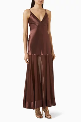 green emerald velvet dress Moraya Dropped Waist Maxi Dress | Chilli | Dresses