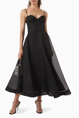 mom and daughter black dress ZIMMERMANN Daylight Twist Midi Dress | Cream/Black