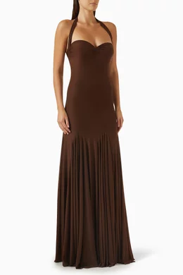 Buy Deme By Gabriella Brown Berta Halterneck Dress in Malai Lycra For Women  Online | Ounass Oman