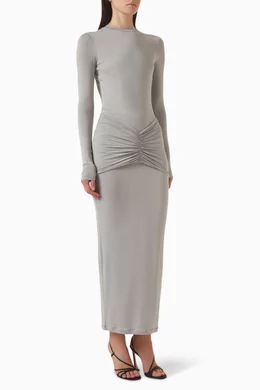 Buy Balmain Grey Ruched Open-back Dress in Jersey For Women Online | Ounass  Oman