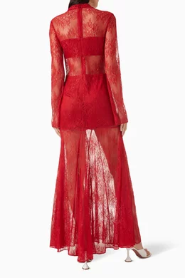 chinese dress ladies Jamila Lace High Neck Maxi Dress | Black | Dresses main image 1