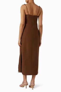 Buy The Wolf Gang Brown Elm Maxi Dress in Linen-blend For Women Online |  Ounass Oman