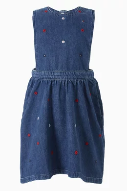Buy Tommy Hilfiger Blue Embroidered Dress in Denim For Girls Online |  Ounass Oman