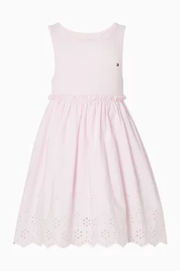 Buy Tommy Hilfiger Pink Sleeveless Embroidered Dress in Cotton-poplin For  Girls Online | Ounass Oman